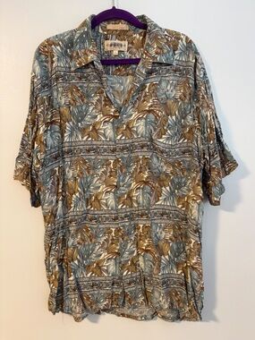Campia Moda Monstera Tropical Hawaiian Short Sleeve shirt size Large